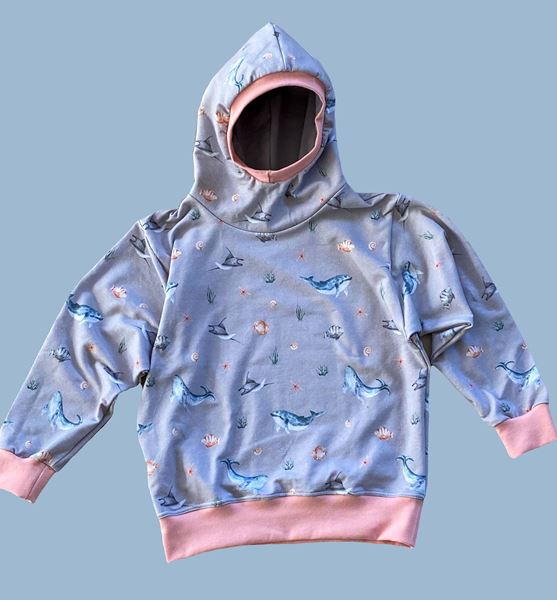Bild von Pullover  Gr. 122 Kinderpullover  Hoodie Meerestiere Wale