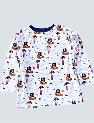 Bild von Longsleeve Gr.118 Langarmshirt Kindershirt Piraten weiss