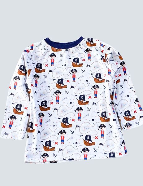 Bild von Longsleeve Gr.118 Langarmshirt Kindershirt Piraten weiss