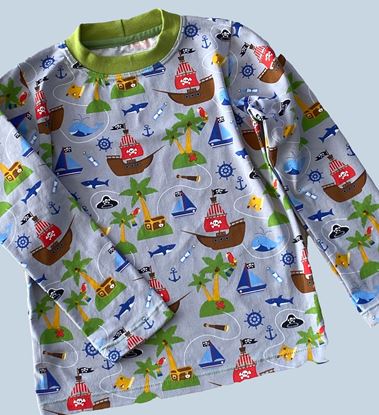 Bild von Longsleeve Gr. 128 Langarmshirt Kindershirt Piraten grau